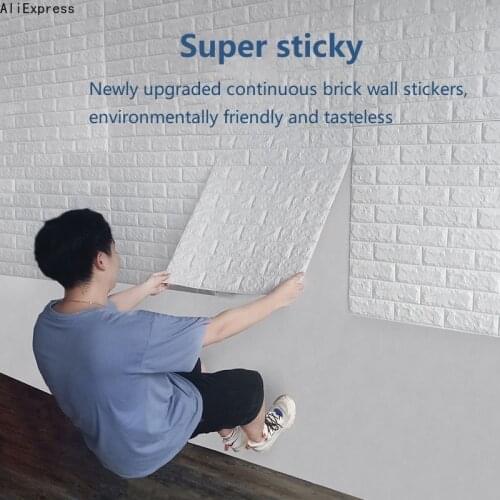3D Wallpaper 70cm*1m Continuous Brick Pattern Sticker Waterproof Sticker Home Decoration 3D Self-Adhesive Wall Stickers