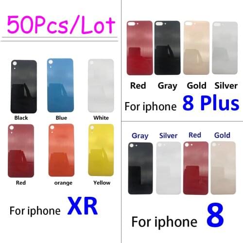 50Pcs/Lot，Big Hole Battery Back Cover Glass Rear Door Replacement Housing For Iphone 8 Plus XR