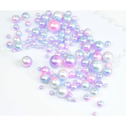 6mm 8mm 10mm 12mm Rainbow Round Imitation Pearl Beads Loose Bead For Garment Jewelry Making Mermaid Party Kids Necklace Bracelet