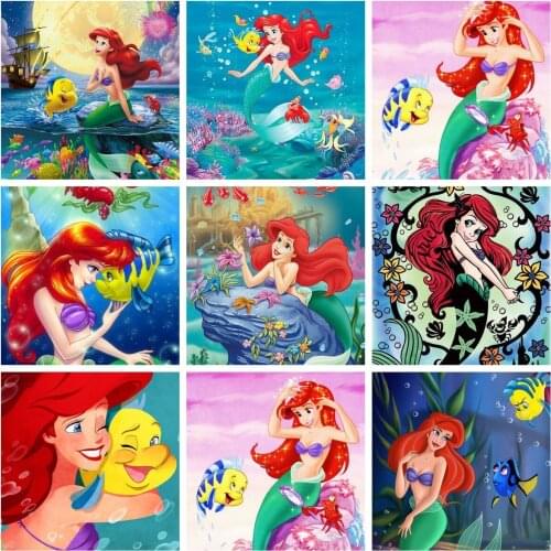 Disney The Little Mermaid Ariel Princess Cartoon Diamond Painting Cross Embroidery 5D DIY Mosaic Rhinestone Christmas Gift