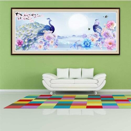 Diamond Painting Cross Stitch plum blossom flower and peacock large Full Round Diamond Embroidery 5D DIY Picture Of Rhinestone