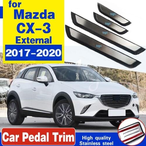 Auto Door Sill Scuff Plate Guard Welcome Pedal Cover Stickers Exterior Trim For Mazda CX-3 CX3 2017 2018 2019 2020 Car Styling