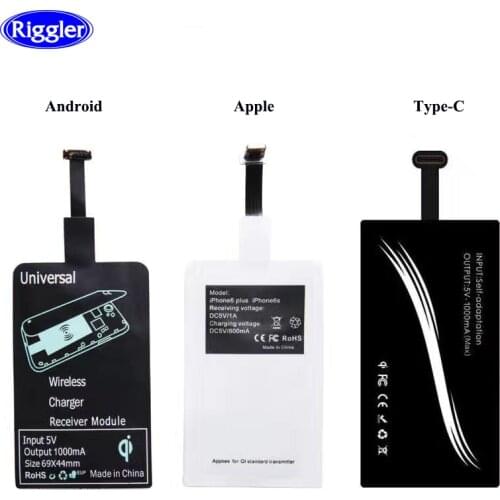 Qi Wireless charging Receiver Charging for iphone 7 6 6S Micro USB Type C Wireless Charging Connector for Huawei Samsung