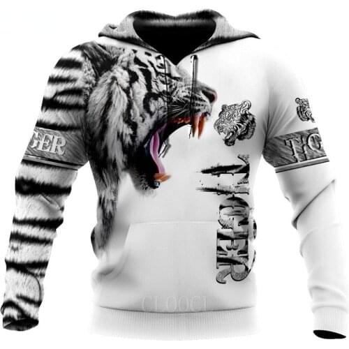CLOOCL Brand Fashion Autumn Hoodies White Tiger Skin 3D All Over Printed Mens Sweatshirt Unisex Zip Pullover Casual Jacket
