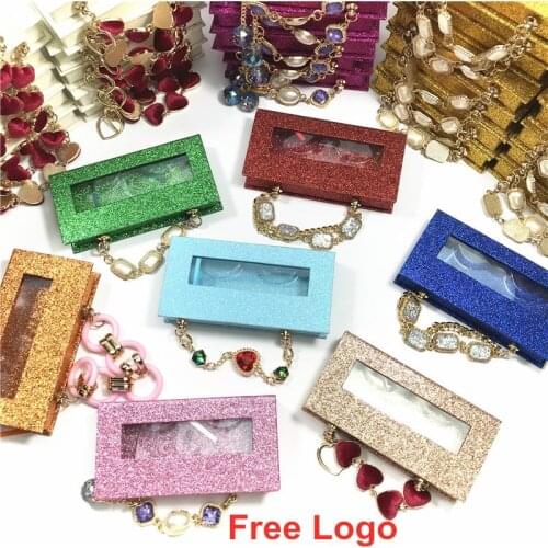 With chain eyelash box wholesale glittering box mink eyelashes case makeup 3d mink false lashes box faux cils packaging makeup