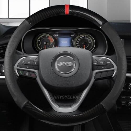 Carbon Fiber Leather Car Steering Wheel Cover for Jeep Grand Cherokee ZJ WJ WK WK2 WL 1993-2021 Auto interior Accessories