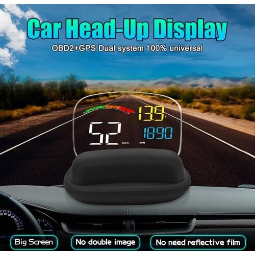 Head Up Display Gauges HUD OBD2 Digital GPS Speedometer Projection On Windshield Car Electronics Accessories Compatible for Car