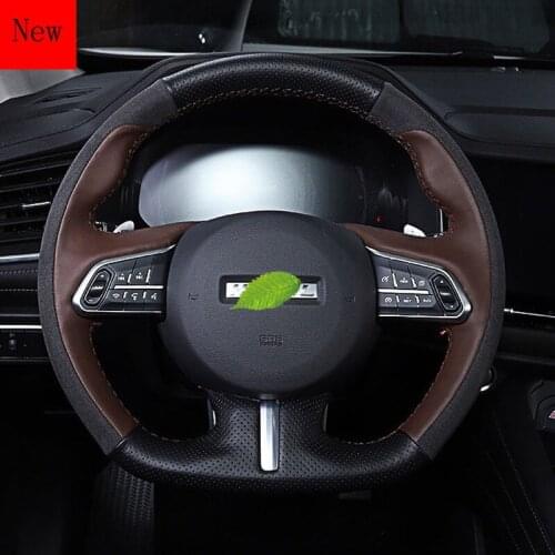 DIY Hand-Stitched Leather Car Steering Wheel Cover For Haval F7 F7X hight quality Grip Cover Auto interior Car Accessories