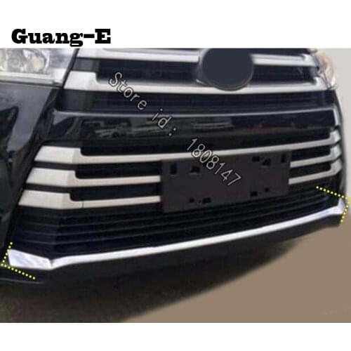For Toyota Highlander 2018 2019 2020 car sticker Bumper ABS Chrome trim Front protection bar Grid Grill Grille frame edge 1pcs