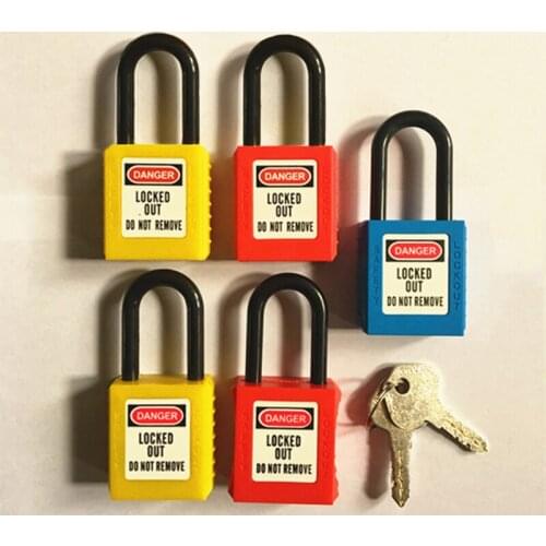 Brand New 5PCS Safety Electrical Plug Lockout Plastic Box Tag Out Lock Equipment Device Nylon Non Conductive Safety Padlock