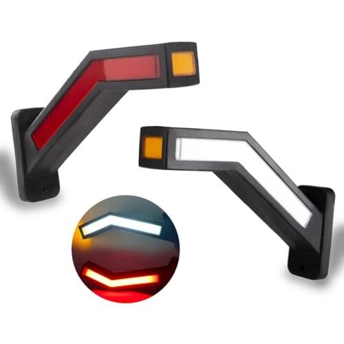 2pcs 12~24V Truck Trailer Flowing Light LED Side Marker Lighting Outline Lamp Caravan Lorry Side Light Amber Red White