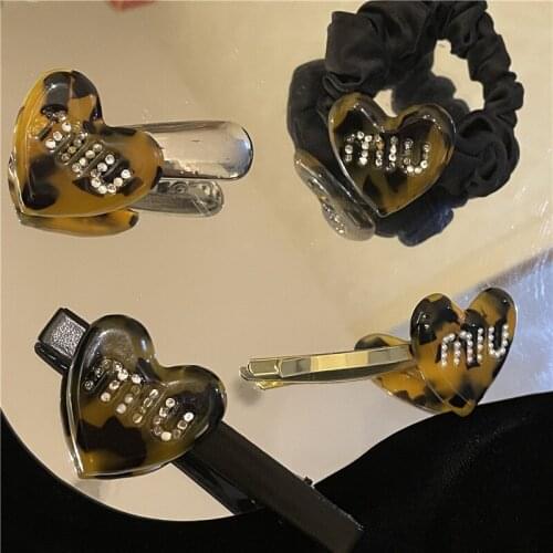 Ins Leopard Print Series Duckbill Clip Side Clip Heart-shaped Bangs Clip Head Ornament Hair Ornament for Hair Ring Female