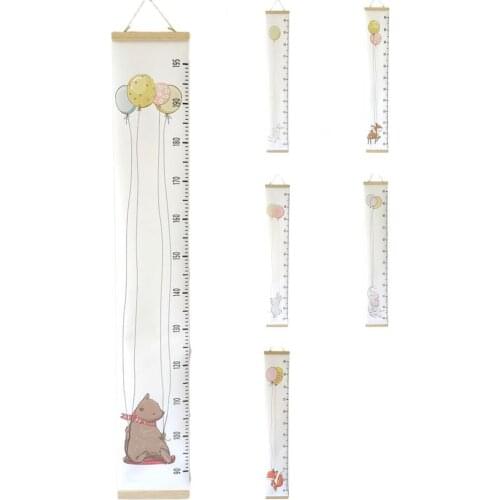 Nordic Style Baby Height Ruler Cartoon Pattern No Odor Reusable Cloth Removable Baby Growth Ruler Widely Applied for Children