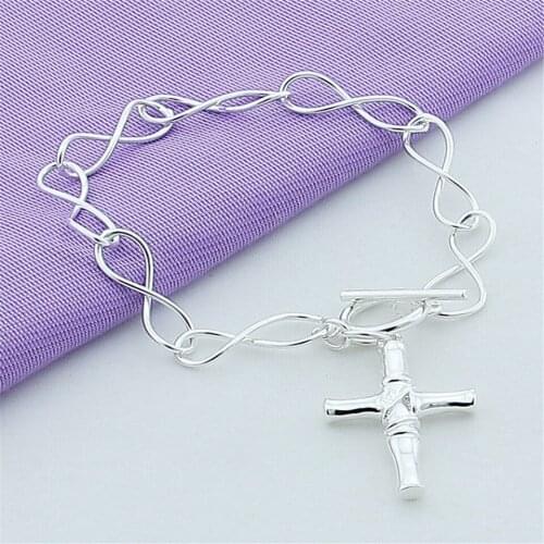 Fashion Jewelry 925 Sterling Silver Religious Cross Pendant Bracelet For Woman Charm Wedding Engagement Party Gift
