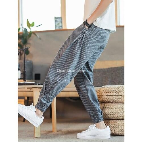 2021 chinese style harajuku men pants mens straight casual hip hop kung fu tai wushu pants male harem pants cotton linen pants