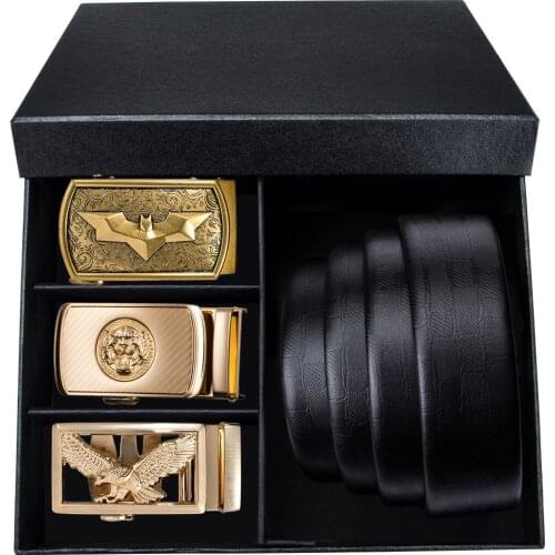 Famous Brand Designer Automatic Buckle Belts For Men Genuine Leather Men Busiess Belts Gift Box Set Cowskin Male Strap DiBanGu