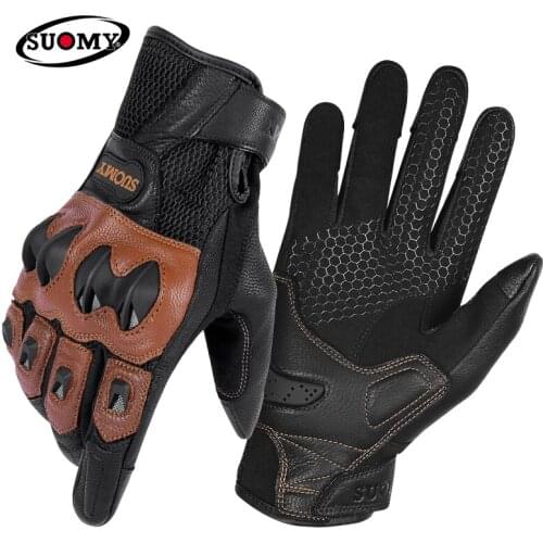 2021 Suomy Brand New Goat Leather Motorcycle Gloves Summer Men Women Moto Racing Gloves Full Finger Motorbike Motorcross Gloves