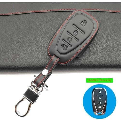 Latest 100% genuine leather car key cover case set for Chevrolet Cruze Malibu 2016 XL Camaro Remote keyless 4 buttons key shell