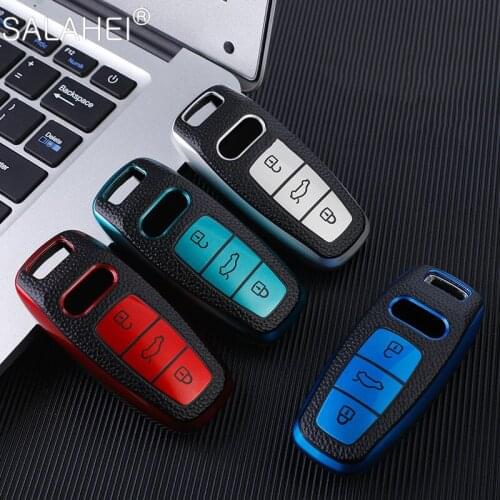 New Arrival TPU Leather Car Key Cover Case For Audi A6L A7 A8 Q8 E-tron C8 D5 2018 2019 2020 Auto Key Holder Shell Accessories