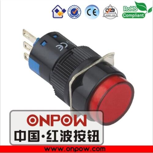 ONPOW 16mm plastic 1NO1NC round head momentary pushbutton switch LAS1-AY-11/R