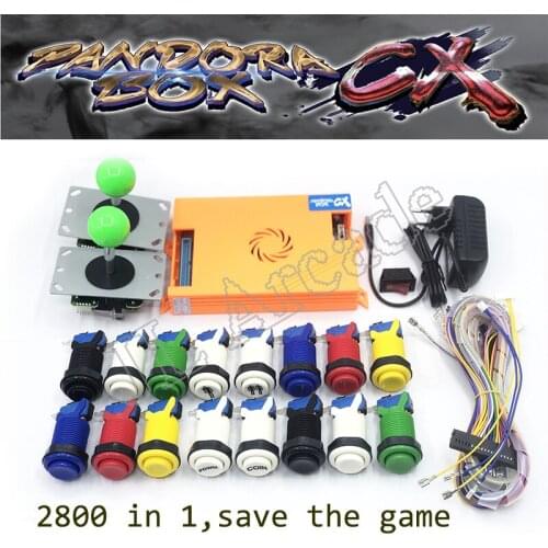Pandora box cx 2800 games in 1 happ type buttons 2 players joystick arcade diy kit led parts button