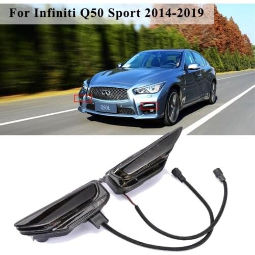 1 Pair Front Fog Lamp LED Turn Signal Light For Infiniti Q50 Sport Model 2014-2019 Flowing Flashing Light #261304GA0A.261354GA1A