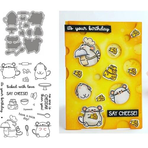 Mouse and Cheese Animals Clear Stamps Coordination Metal Cutting dies for DIY Scrapbooking Craft Card Stempels Silicone Seal