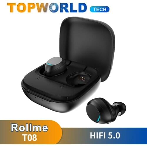 Rollme T08 Tws Wireless bluetooths In-Ear True Airbuds 5.0 HiFi Earphones Stereo Handsfree Touch Operation Gaming Gamer Earbuds
