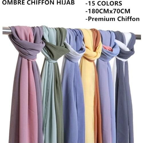 Womens Ombre Chiffon Hijabs Muslim Scarves Sarong Beach Shawls And Wraps Gradient Polyester Islamic Fashion Headwrap 180X70cm