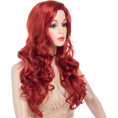 Synthetic Long Wavy Wigs 60cm 300g Orange Red Heat Resistant Hair Neptune Cosplay Wig