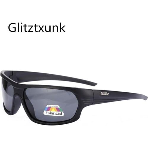 Glitztxunk Sport Sunglasses Men Polarized Square Retro Sun Glasses for Men Black Frame Outdoor Driving Eyewear Oculos Gafas
