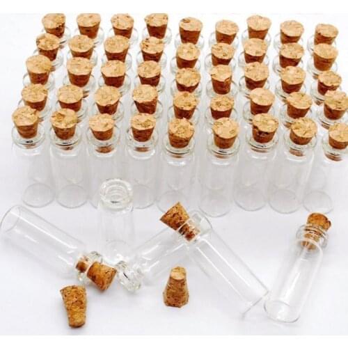 10pcs/lot Mini Storage Glass Bottles With Cork Stopper Transparent Wishing Bottle Healing Lucky Drifting Bottle Empty Tiny Jars