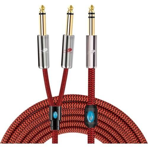 1/4'' TRS Stereo 6.35mm male to Double 1/4'' TS Mono 6.35mm male Audio Cable For Mixing Console Amplifier Y Splitter Cord