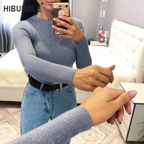 Shiny Lurex Autumn Winter Sweater Women Long Sleeve Pullover Women Tops Basic Womens Sweaters 2018 Winter Christmas Sweater Pull