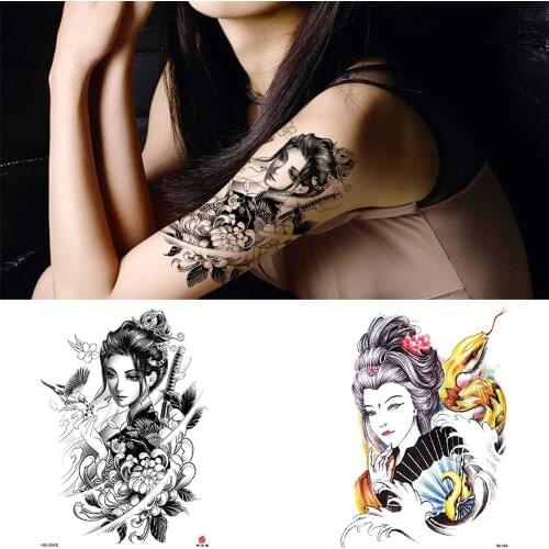 Waterproof Temporary Tattoo Sticker Prajna Resentment Geisha Flash Tattoos Beauty Body Art Fox Mask Arm Fake Tatoo Women Men