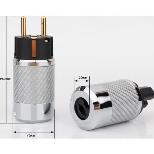WCF4-EG Hi-End Carbon Fiber Gold Plated With gasket European standard AC Power Plug IEC Female Plug DIY Mains Power cable plug
