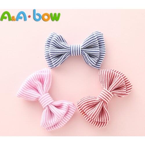 3PCS Strip Baby Cotton Cloth Bow Hair Clips, Mini 5cm Bows Hair Accessories With Clip, Boutique Bow Hairpin Hair Ornaments