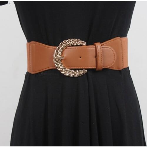 Womens runway fashion pu leather elastic Cummerbunds female Dress coat Corsets Waistband Belts decoration wide belt R3548