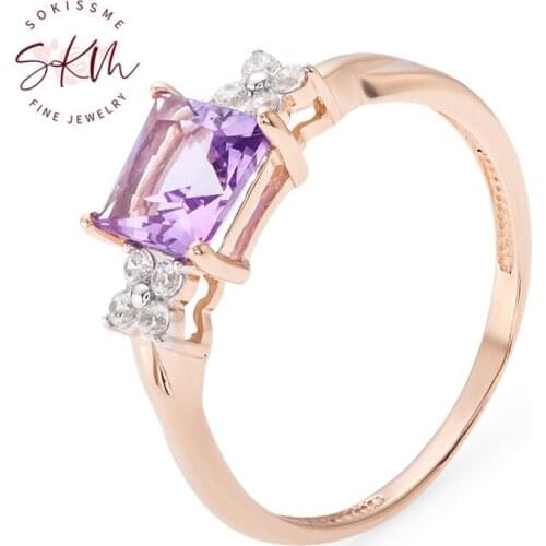 SKM AAA rings for women simple 14k 18k rose gold moissanite rings Engagement rings designer Promise Luxury Fine Jewelry