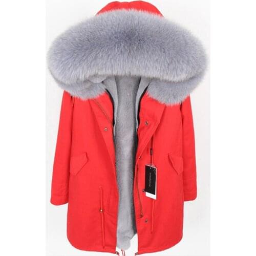 2020 winter cotton clothing new fashion Warm streetwear Natural fox fur collar Womens fur coat jacket Thickened liner Parka