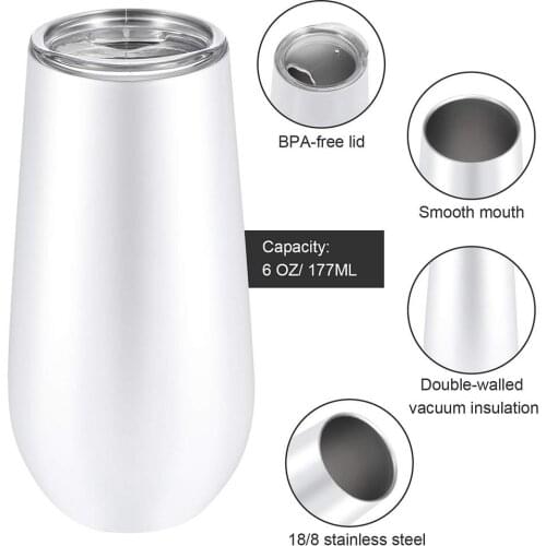 1Pc 6oz Double-Wall Stainless Steel Vacuum Insulated Cup Coffee Tea Mug Tumbler Portable Thermal Bottle Water Bottles