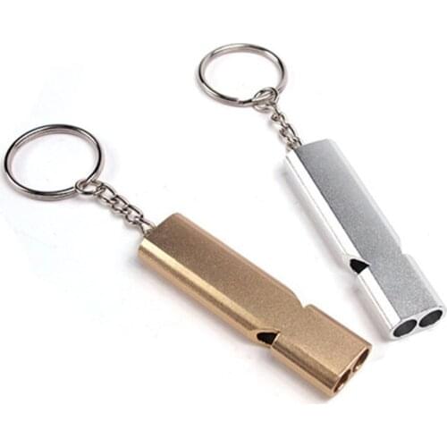 1PC EDC Aluminum Alloy Double-hole High Frequency Whistle Outdoor Tourism Survival Emergency Self-rescue Equipment Tool