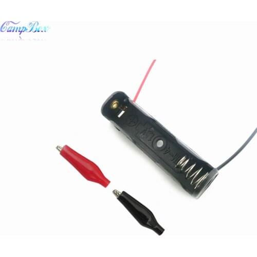 100Pcs 1xAAA Battery Case Holder Socket Wire Junction Boxes With 15cm Wires, Black+Red Crocodile Alligator Clip