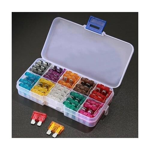 100PCS Car Fuses 2A 3A 5A 7.5A 10A 15A 20A 25A 30A 35A Amp with Box Clip Assortment Auto Blade Type Fuse Set Truck Auto Fuse Set
