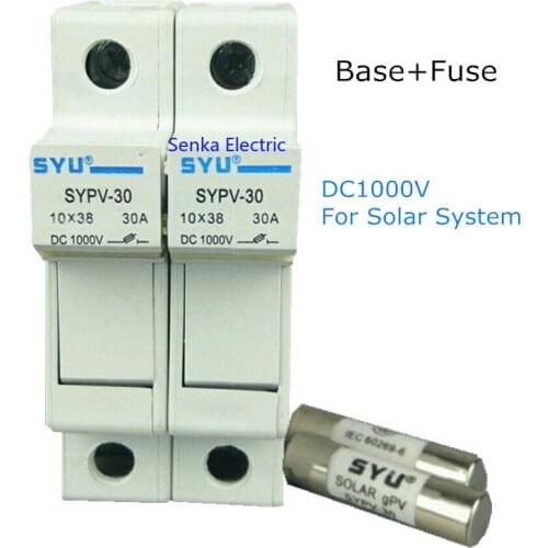1000V DC 10 x 38 gPV Low Voltage Solar Fuse w Holder Base 1 Set 2P DC1000V Solar Power PV System Fuse w Box