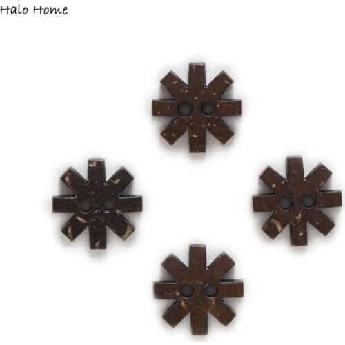 30pcs Snowflake Shape Coconut Buttons Home Clothing Handwork Sewing Scrapbooking Gift Decor Card Making DIY 13mm
