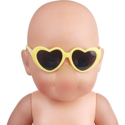 43 cm baby dolls glasses newborn Retro heart black sunglasses Baby toys plastic glasses fit American 18 inch Girls doll f455
