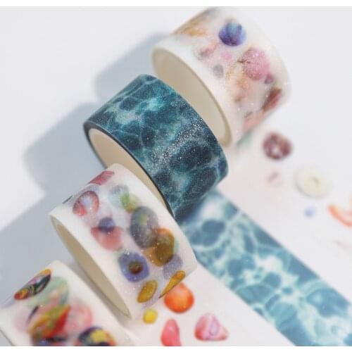 6pcs Childhood Memory Washi Tapes Diamond Crystal Sea Wave Matte Adhesive Decorative Masking Tapes For Office Stickers H6177