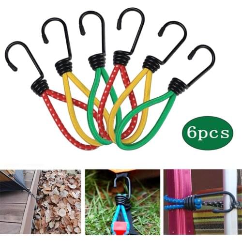 6PCS Elastic Rope Buckles Hiking Peg Stretch Tightener Fixed Bundle Straps Tent Hook Cord Outdoor Supplies Rope Buckles