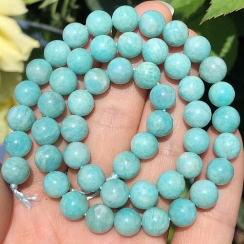 AAA Natural Gem Amazonite Stone Beads Round Loose Spacer Beads for Jewelry Making Diy Bracelet Necklace 6/8/10mm 15"